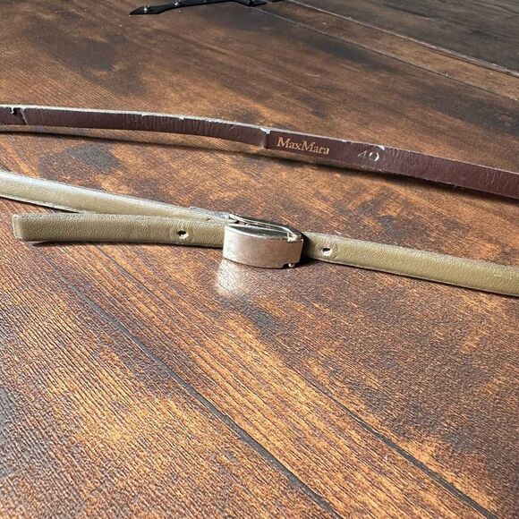 MaxMara Thin Olive Green Leather Belt Size 40